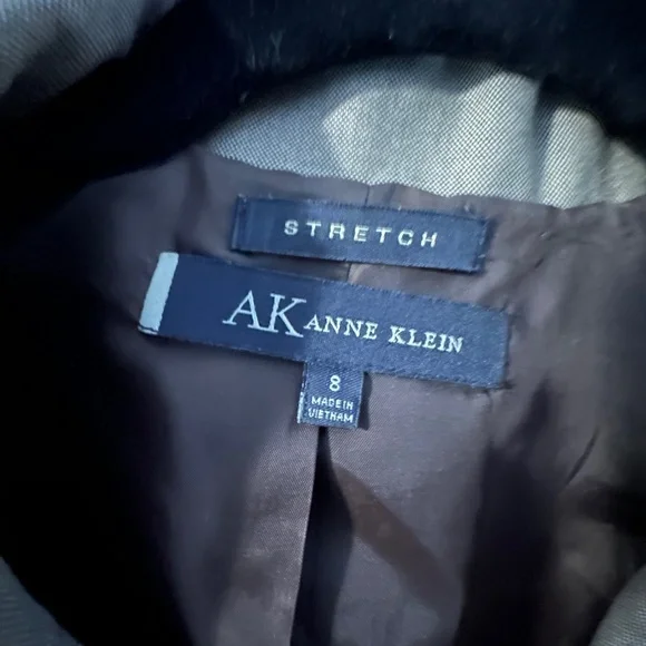 AK Anne Klein Taupe Blazer Jacket Size 8 Belted Stretch Workwear - Picture 3 of 5